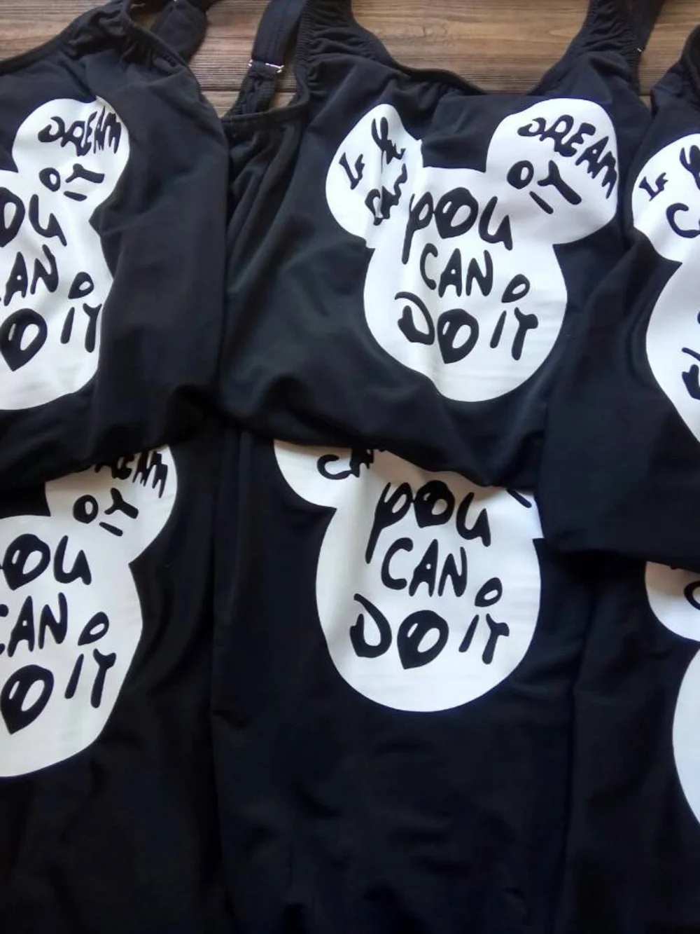 Black One-Piece Swim Suit with Inspirational Graphic